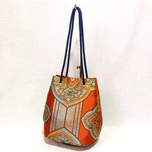 画像をギャラリービューアに読み込む, obi巾着バッグ『オレンジ×華紋』