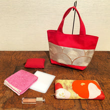 画像をギャラリービューアに読み込む, obiトートバッグ 『赤×花唐草』