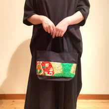画像をギャラリービューアに読み込む, obiトートバッグ 『グリーン×変わり青海波』