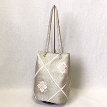 画像をギャラリービューアに読み込む, obi巾着バッグ『シルバー×花菱』