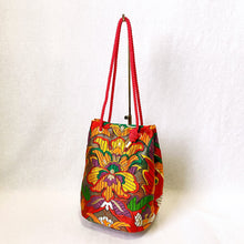 画像をギャラリービューアに読み込む, obi巾着バッグ『赤×花唐草』