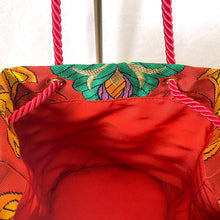 画像をギャラリービューアに読み込む, obi巾着バッグ『赤×花唐草』