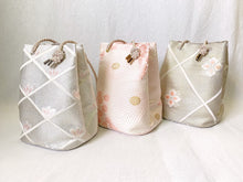 画像をギャラリービューアに読み込む, obi巾着バッグ『シルバー×花菱』