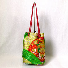 画像をギャラリービューアに読み込む, obi巾着バッグ『グリーン×変わり青海波』