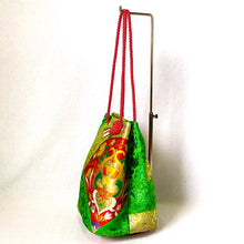 画像をギャラリービューアに読み込む, obi巾着バッグ『グリーン×変わり青海波』