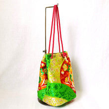 画像をギャラリービューアに読み込む, obi巾着バッグ『グリーン×変わり青海波』