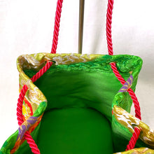 画像をギャラリービューアに読み込む, obi巾着バッグ『グリーン×変わり青海波』