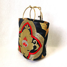 Load image into gallery viewer, ring bag “black x flower pattern”

