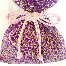 画像をギャラリービューアに読み込む, kimono結びバッグ『紫×梅尽くし』
