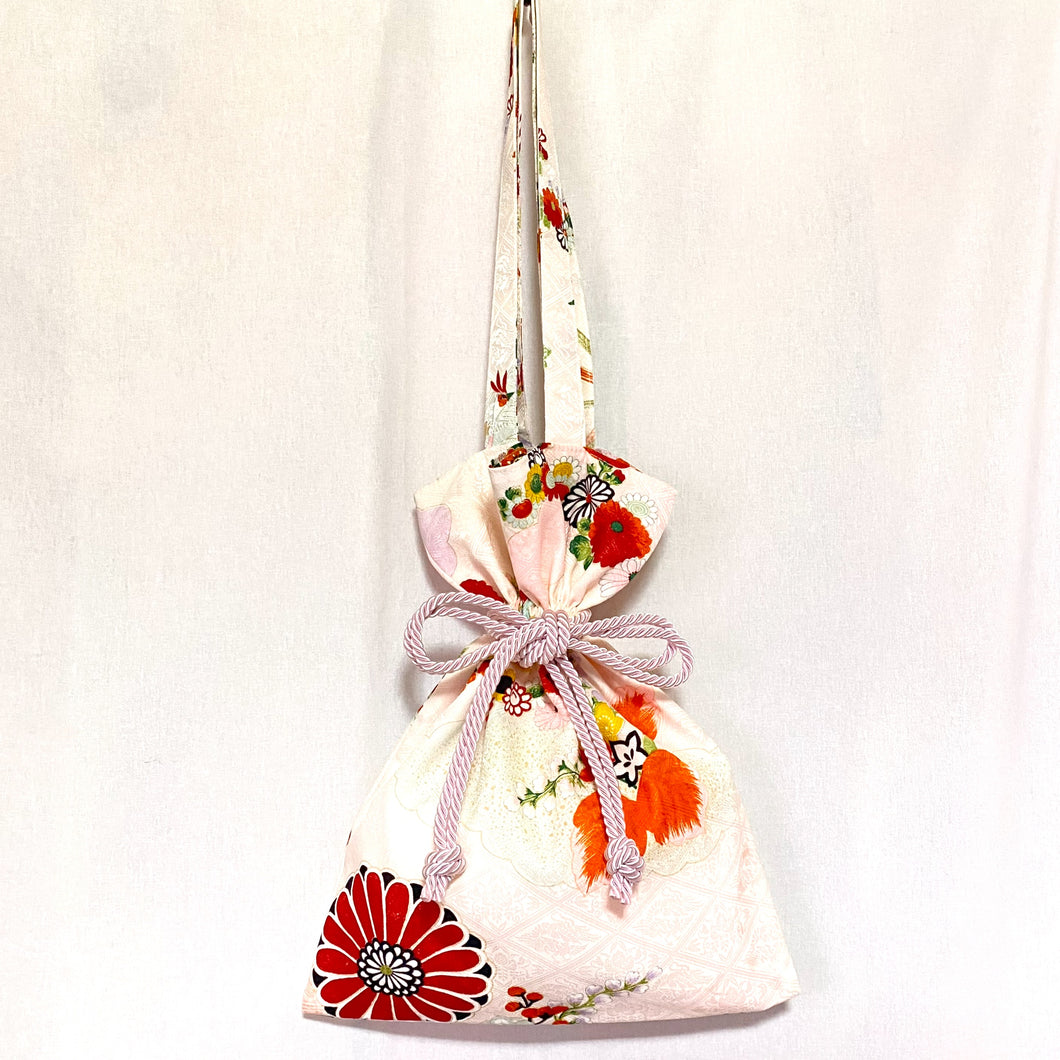 kimono knotted bag “pink x flower”