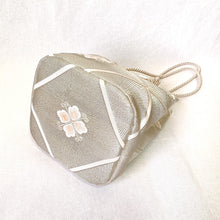 Load image into gallery viewer, obi drawstring bag &quot;Silver x Hanabishi&quot;
